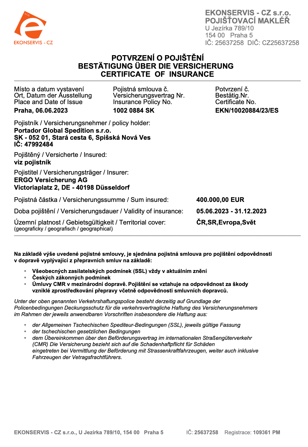 bezpecnost Portador Global Spedition Security